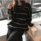 Striped Sweater Stripe - Black & Khaki - One Size