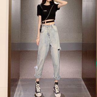 Short-sleeve T-shirt / Harem Jeans / Set