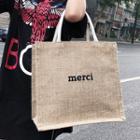 Lettering Tote Bag Khaki - One Size