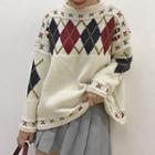 Patterned Sweater Off-white - One Size
