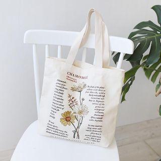 Flower-themed Printed Canvas Tote Bag