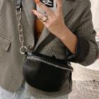 Faux Leather Sling Bag 763 - Black - One Size