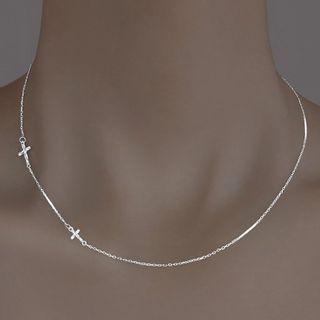Cross Sterling Silver Choker Silver - One Size