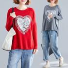 Sequined Heart Knit Top