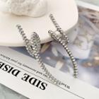Rhinestone Fringed Earring 1 Pair - Qr-256 - Silver - One Size