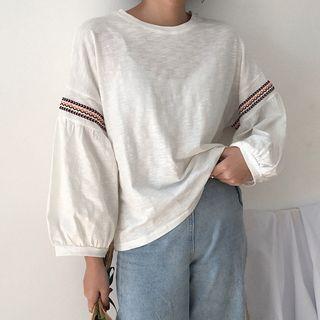 Lantern-sleeve Crewneck Top