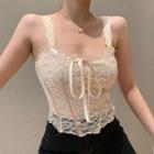 Bow-detail Lace Crop Camisole Top