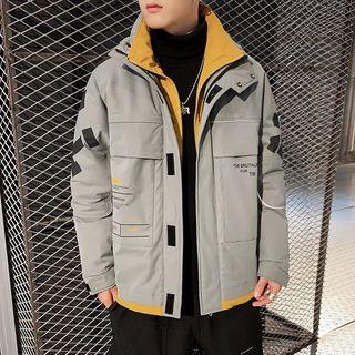 Mock Two-piece Lettering Padded Jacket