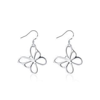 Elegant Creative Hollow Butterfly Earrings Silver - One Size