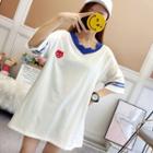 Printed Elbow-sleeve Tunic T-shirt (various Design)