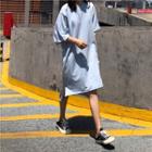 Elbow-sleeve Dip-back Midi T-shirt Dress