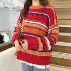 Striped Crewneck Sweater As Shown In Figure - One Size