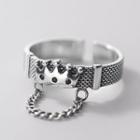 Crown Chained Sterling Silver Ring Silver - One Size