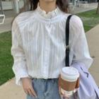 Long-sleeve Wood Ear Trim Blouse