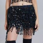 Sequin Fringed Mini Skirt