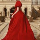 Short-sleeve Square-neck A-line Gown