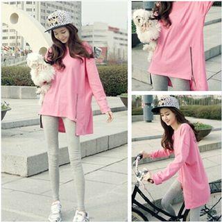 Zip Detail Long Pullover