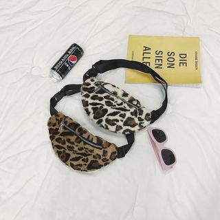 Leopard Print Furry Sling Bag