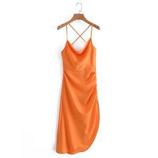 Spaghetti Strap Asymmetrical Midi Smock Dress