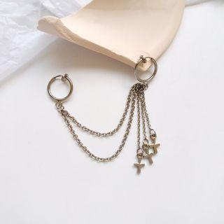 Alloy Cross Chained Fringed Earring