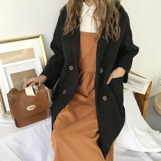 Lapel Collar Double-breasted Woolen Coat