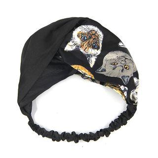 Asymmetric Cat Print Criss Cross Headband Cat - Black - One Size