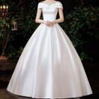 Off-shoulder Satin Wedding Ball Gown / Set