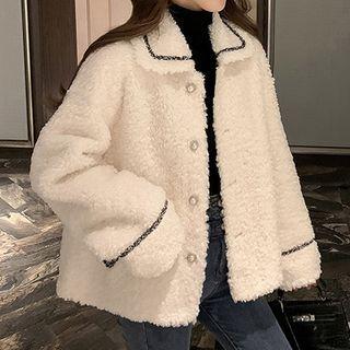 Contrast Trim Fleece Coat / Jacket