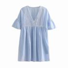 Bell-sleeve V-neck Mini Dress