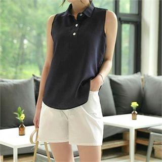 Sleeveless Half-placket Shirt