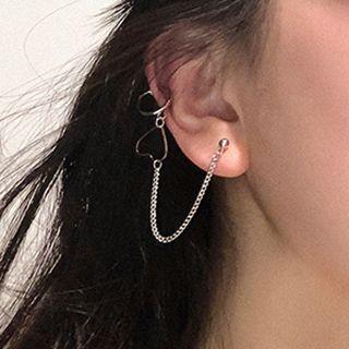 Ear Cuff And Chain Earring Silver - One Size