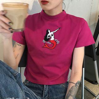 Mermaid Embroidered Short-sleeve T-shirt