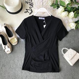 Wrap-front Short-sleeve Top
