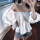 3/4-sleeve Off-shoulder Blouse White - One Size