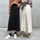 High-waist A-line Midi Knit Skirt