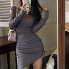 Long-sleeve Drawstring Slim-fit Mini Dress