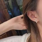 Faux Pearl Rhinestone Bow Dangle Earring 1 Pair - 925 Silver Needle - Stud Earrings - One Size
