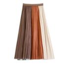 Color-block Pleated A-line Midi Skirt