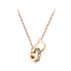 Fashion Plated Rose Gold 316l Stainless Steel English Alphabet D Cylindrical Necklace With Cubic Zircon Rose Gold - One Size