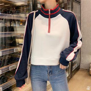 Raglan Half-zip Cropped Sweatshirt