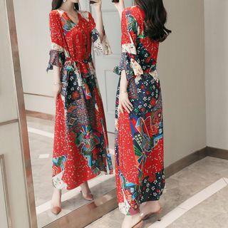 Ruffled Printed Maxi Dress