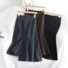 Plain Woolen Midi Irregular Skirt