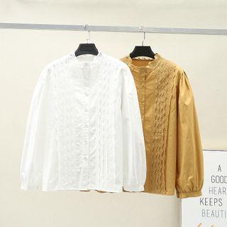 Long-sleeve Embroidered Stand-collar Shirt