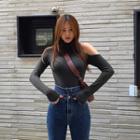 Turtle-neck Cutout-shoulder Top