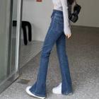 High-waist Pocket-detail Slit Jeans