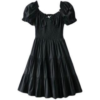 Puff-sleeve Smock Dress
