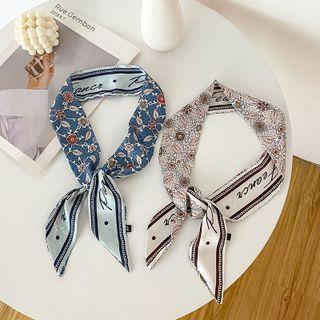 Lettering Floral Print Narrow Scarf Hair Tie