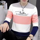 Letter Printed Color Block Sweater