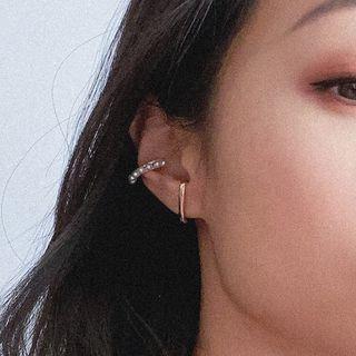 Geometric Alloy / Faux Pearl Rhinestone Earring
