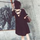 Short-sleeve Cross-back A-line Dress
